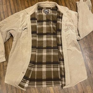 Vintage Khaki corduroy with flannel lining shacket